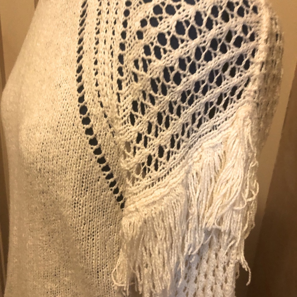 BCBG off-white sweater with feminine details